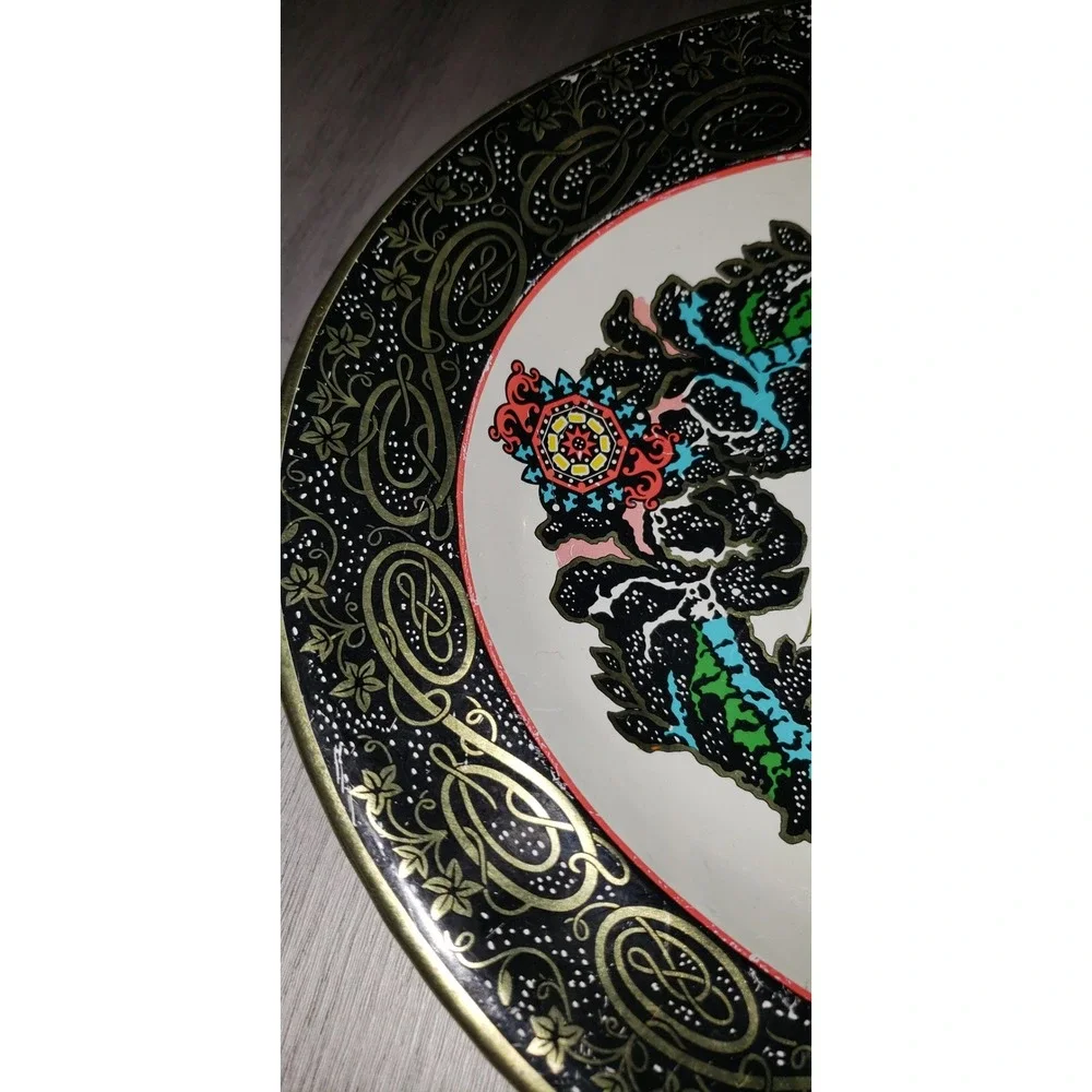 Vintage Daher Decorated Ware Tin Platter Oval Wall Hanging Tray Made in England